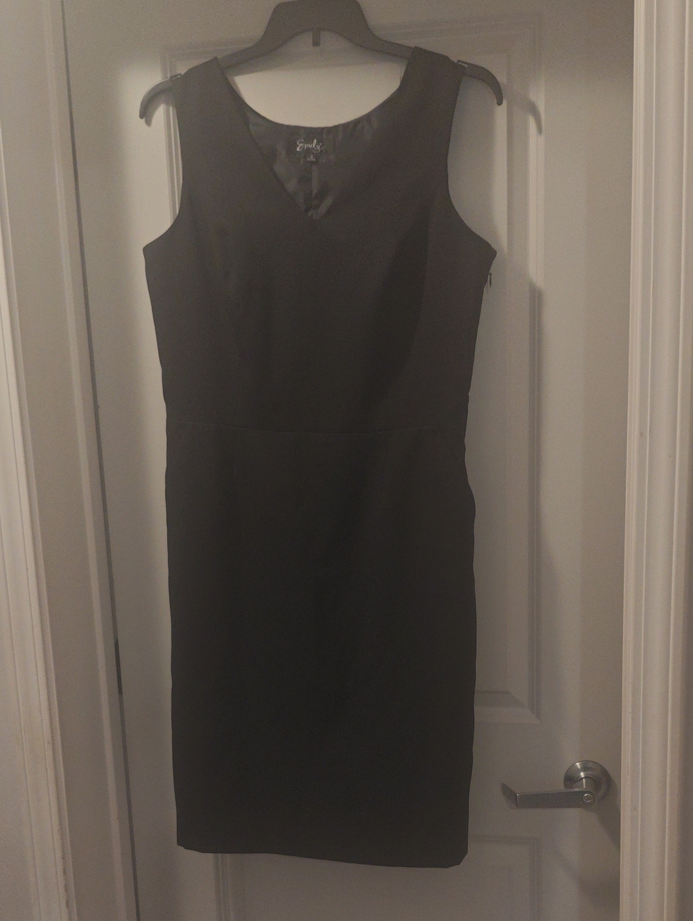 Black V-Neck Midi Dress by Emily - Sleek Professional Sheath